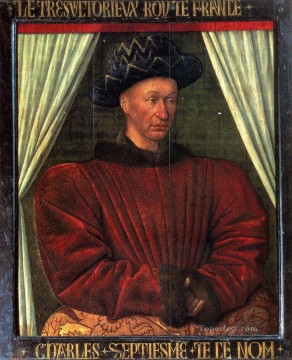 Jean Fouquet Painting - Carlos VII Rey de Francia Jean Fouquet
